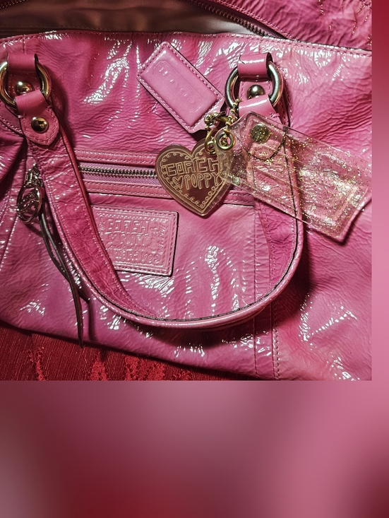 Coach Handbags - 💖 Coach Poppy Pink Patent Leather Hobo Shoulder Bag + Authentic Heart Charm